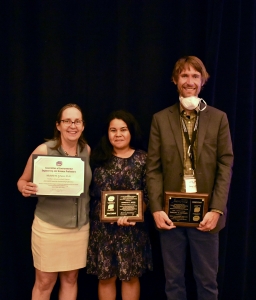 Michelle, Danielle, and Greg with their awards