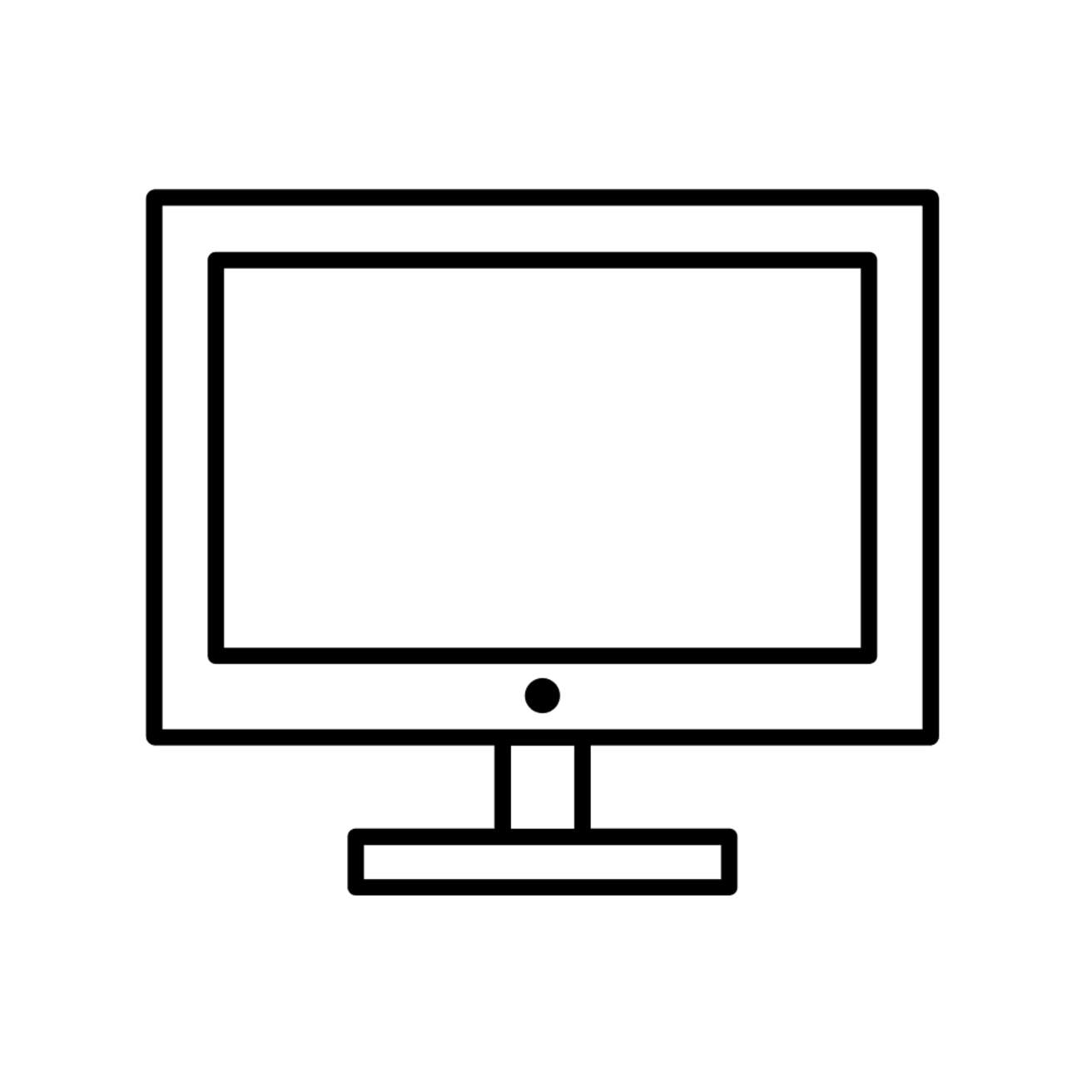 Cartoon image of a computer in black and white
