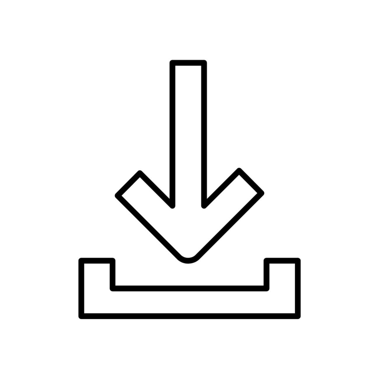 Cartoon visual of an arrow pointing downwards, to indicate downloads