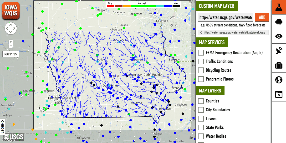 IWQIS shown with an additional custom map layer