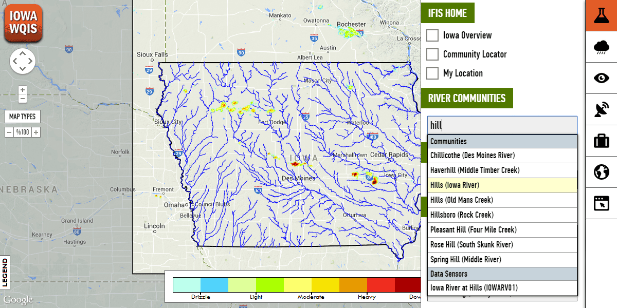 IWQIS showing river community selection