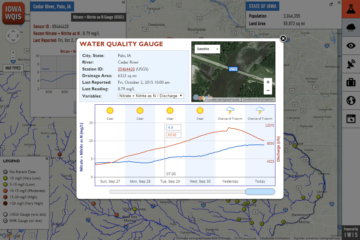 IWQIS platform with water quality gage in Palo pulled up