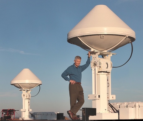 Witek Krajewski poses with a radar instrument