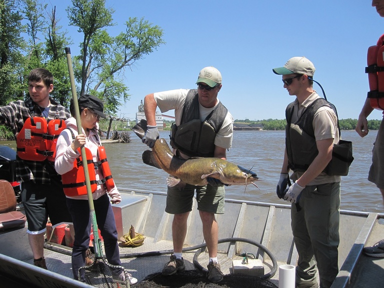 SIIHR students catching a large fish