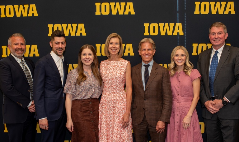 Images of press conference announcing Iowa INSIGHT. 