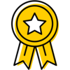 Ribbon icon in yellow and white