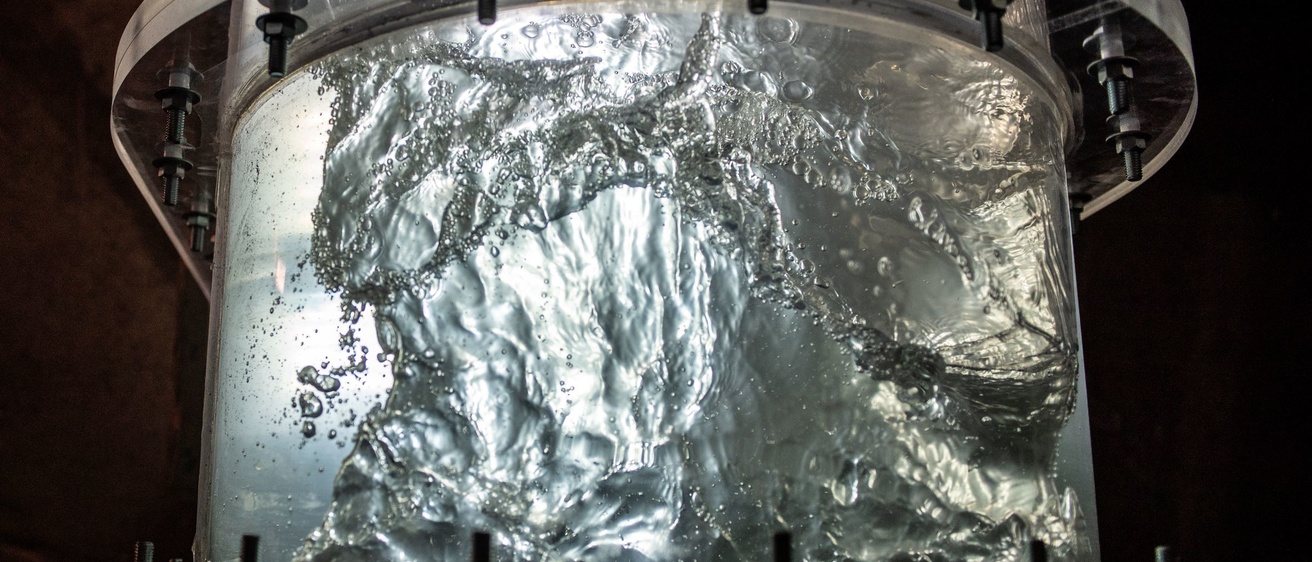 A clear tube with water moving through it