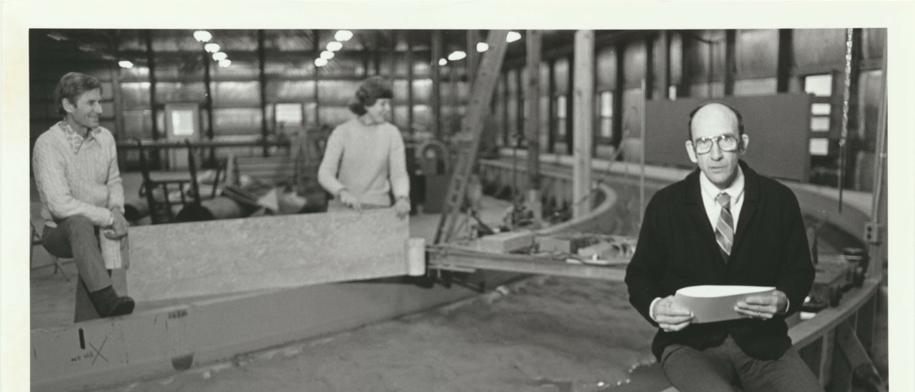 Director Jack Kennedy and other IIHR workers working on a hydrologic model