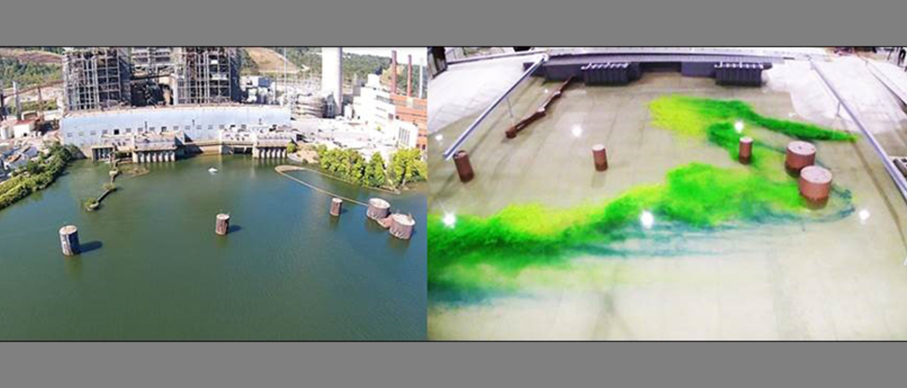 Cardinal power plant and IIHR's physical model side by side