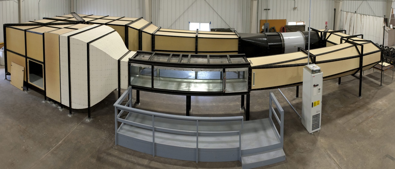 a panorama of the wind tunnel in the HWTA