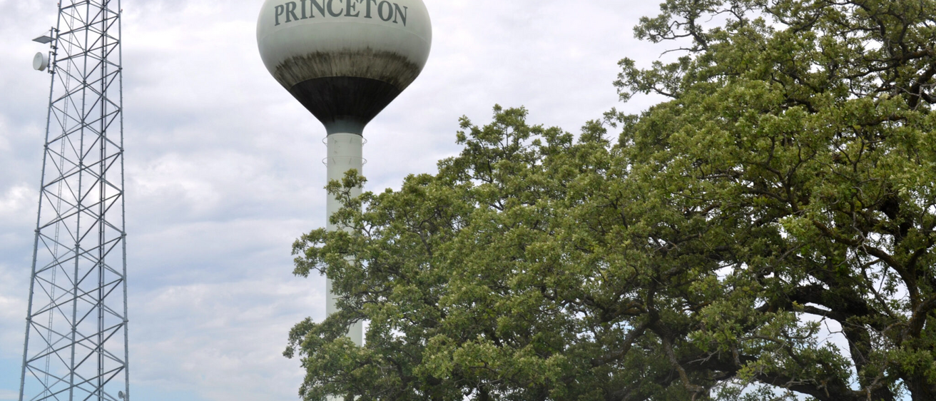 A view of the Princeton, iowa, water tower