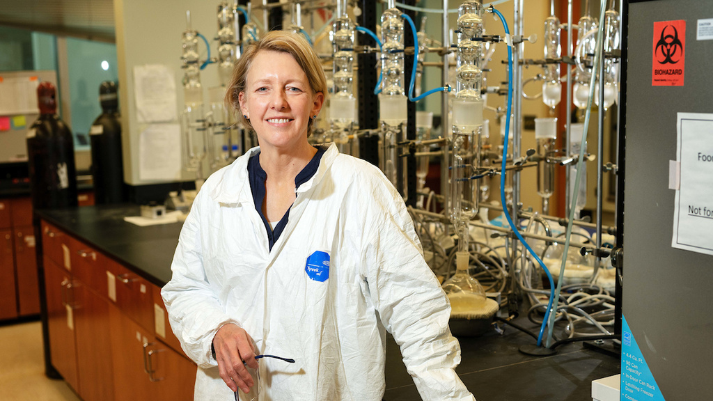 Keri Hornbuckle poses for a photo in her lab