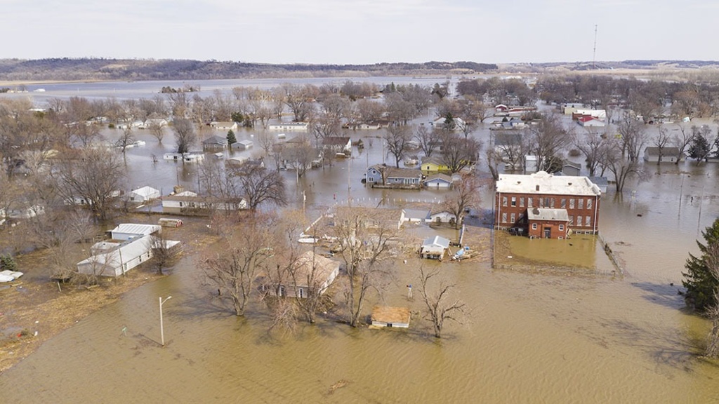 Flooding in a small town